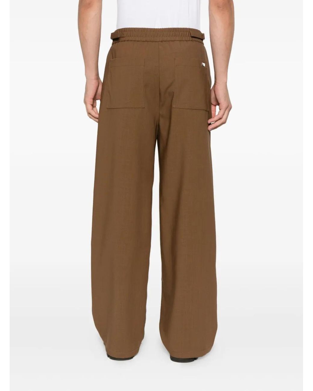 AMI Brown Elastic-Waist Trousers for men