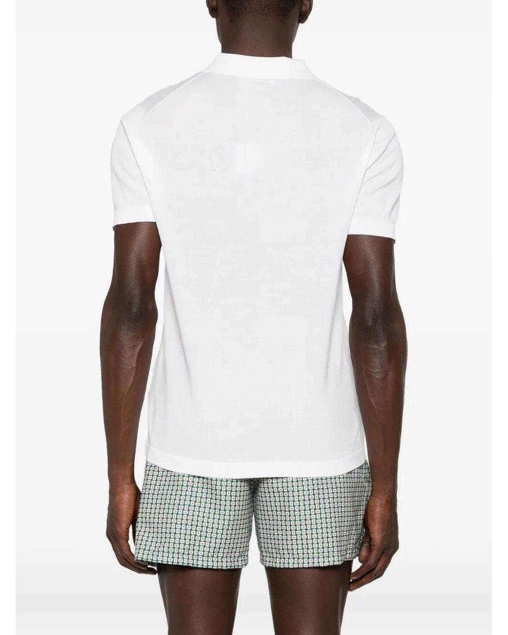 Jonathan Simkhai White Fine-Knit V-Neck T-Shirt for men