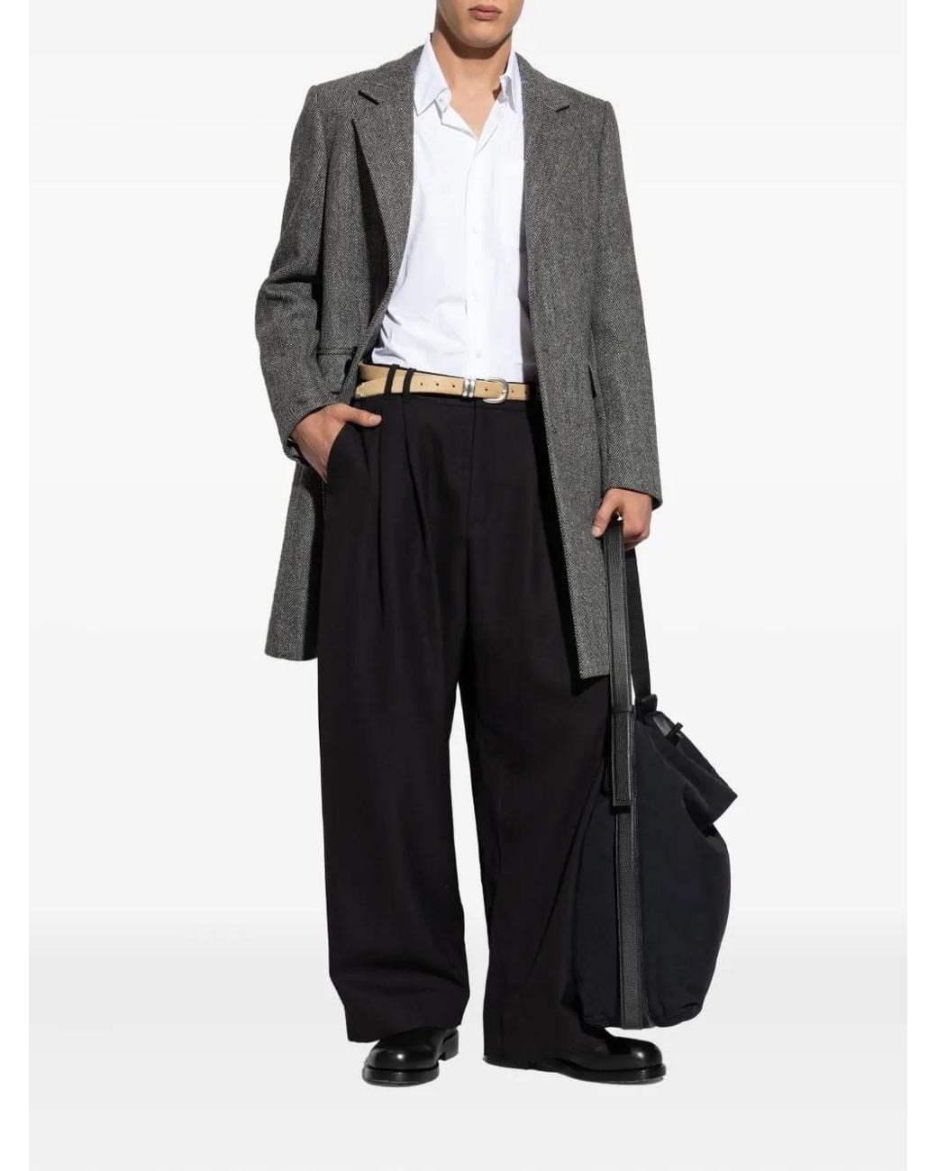 Burberry Gray Herringbone Pattern Coat for men