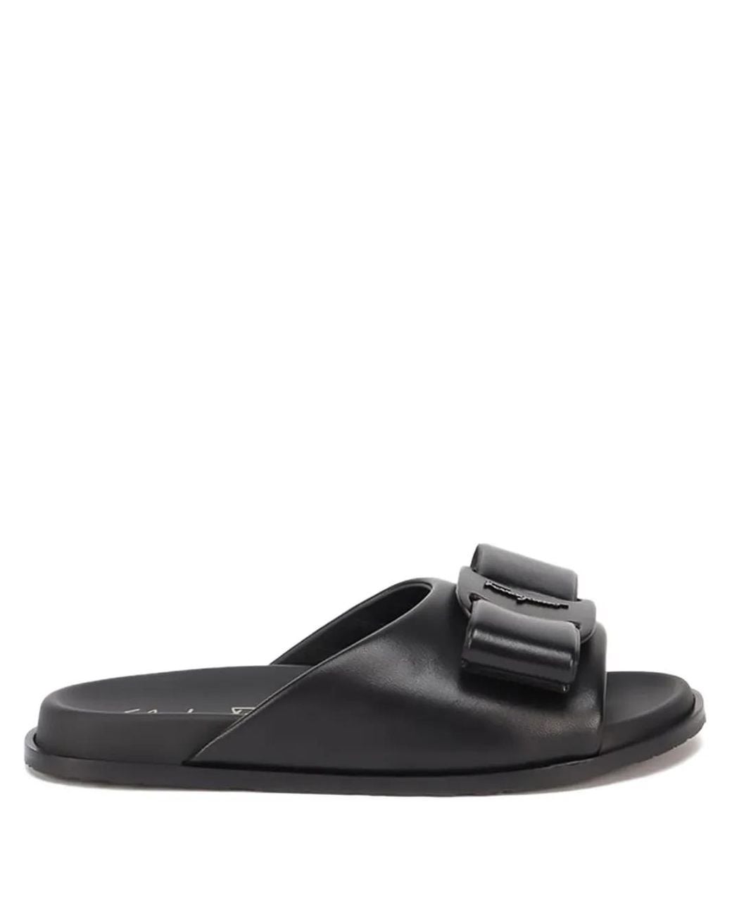 Ferragamo Black Vara Bow Flat Sandals