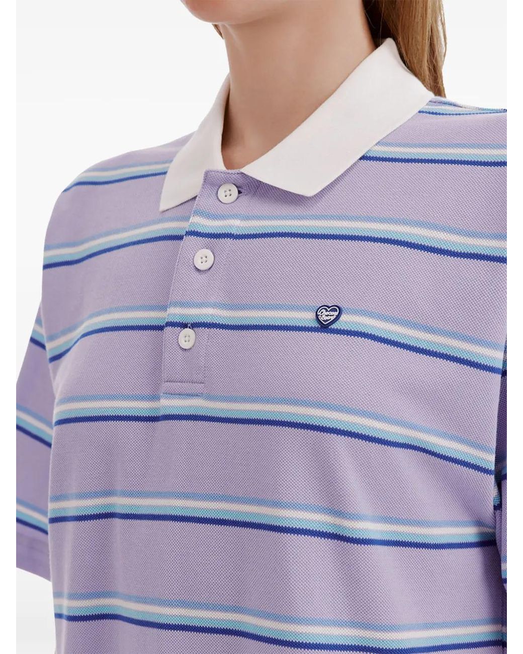 Chocoolate Blue Stripe-Pattern Polo Shirt