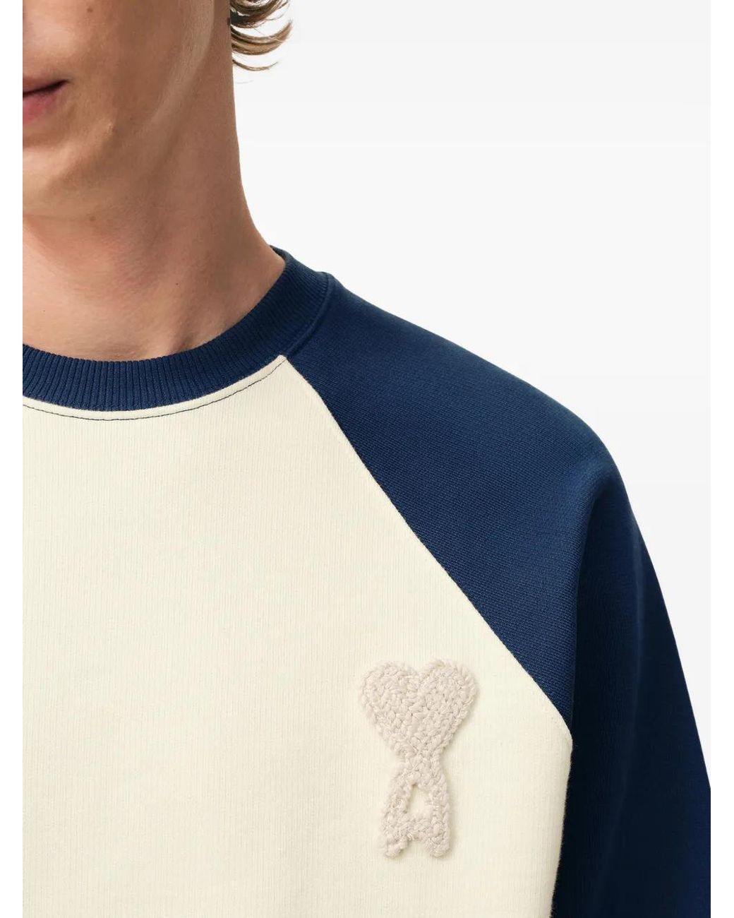 AMI Ami De Coeur Sweater Met Gebreide Patch in het Blue