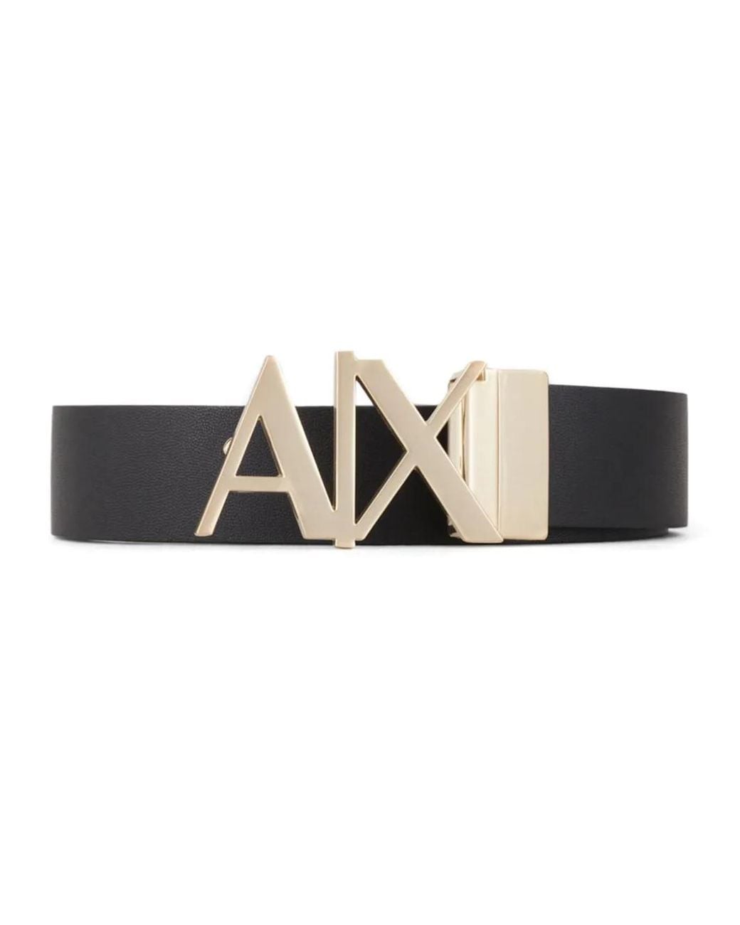 ARMANI EXCHANGE Black Logo-Buckle Leather Belt for men