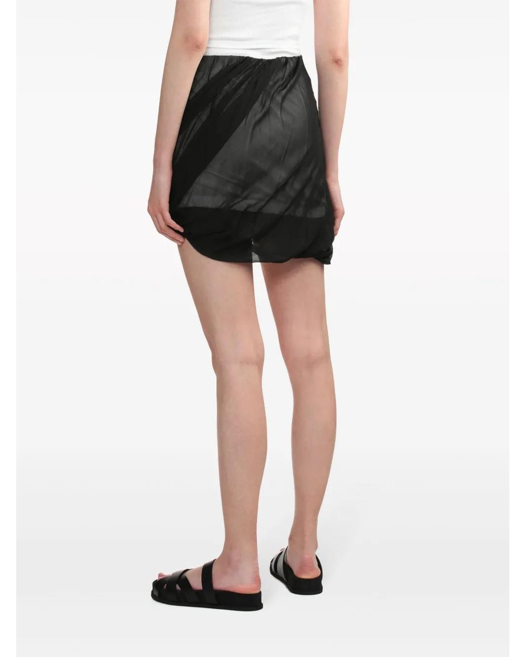 Helmut Lang Black Bubble Gathered Miniskirt