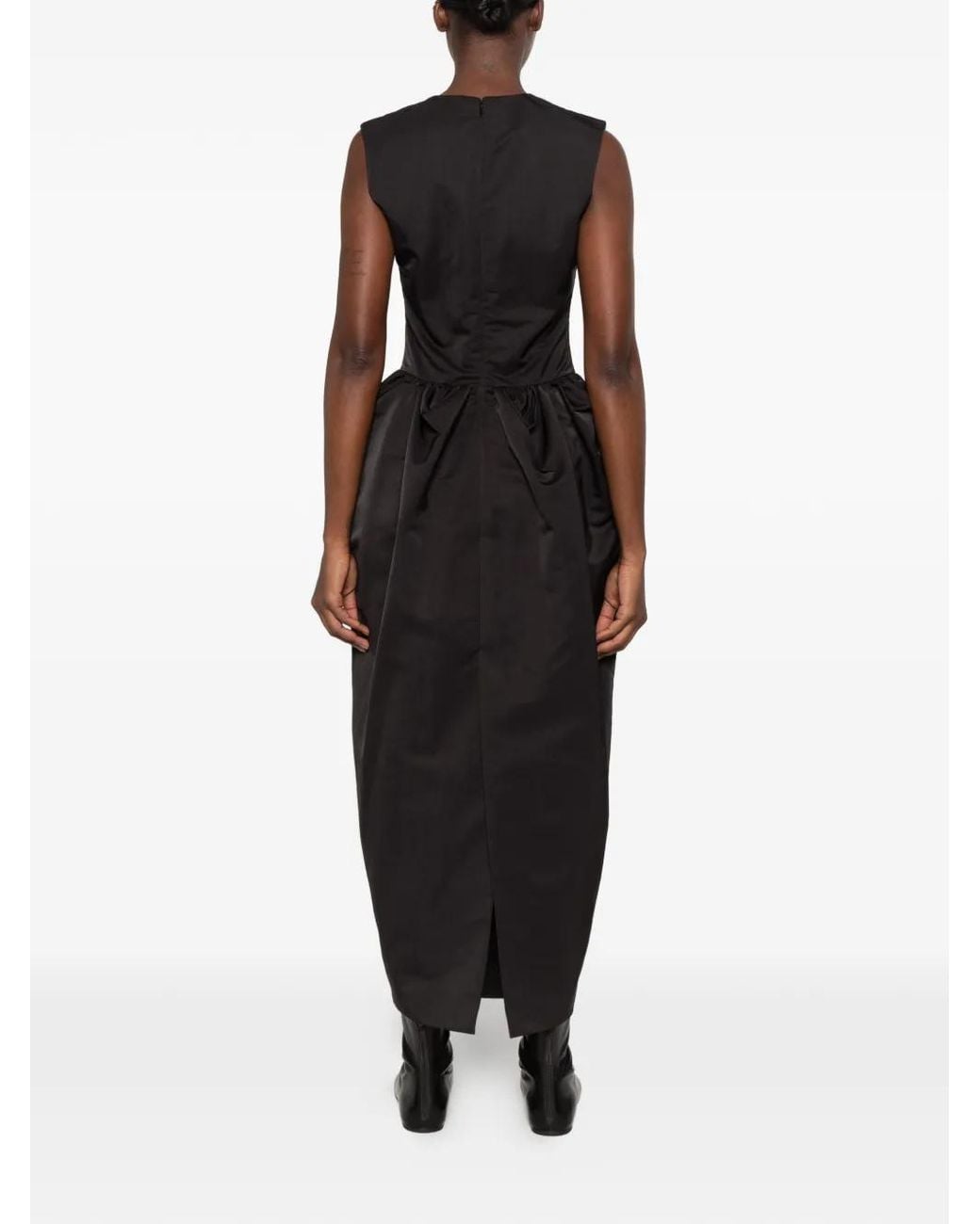 AMI Black Gathered Sleeveless Dress