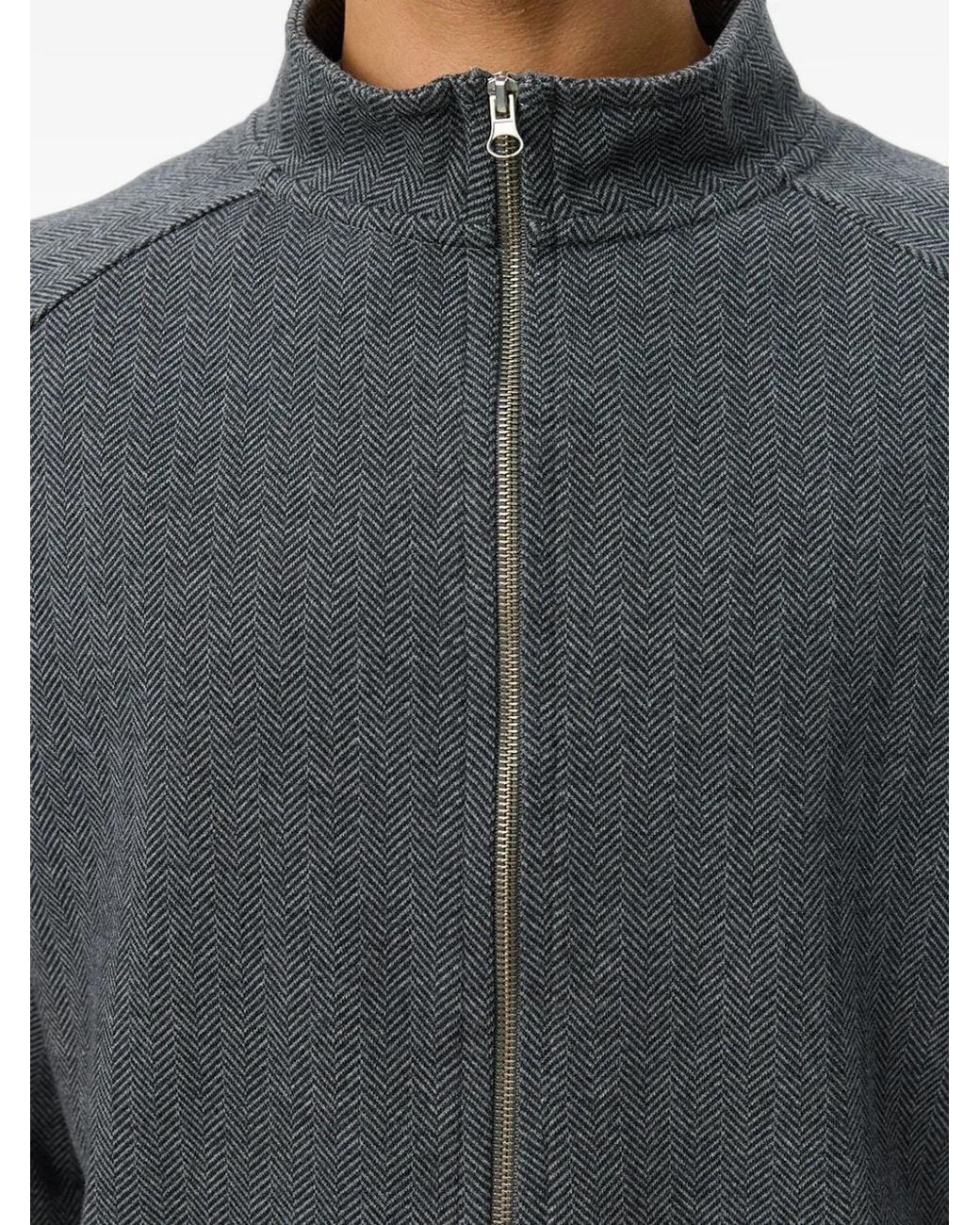 mfpen Gray Leisure Herringbone-Pattern Jacket for men