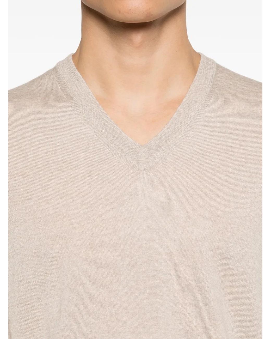 Gran Sasso White V-Neck Long-Sleeve Sweater for men