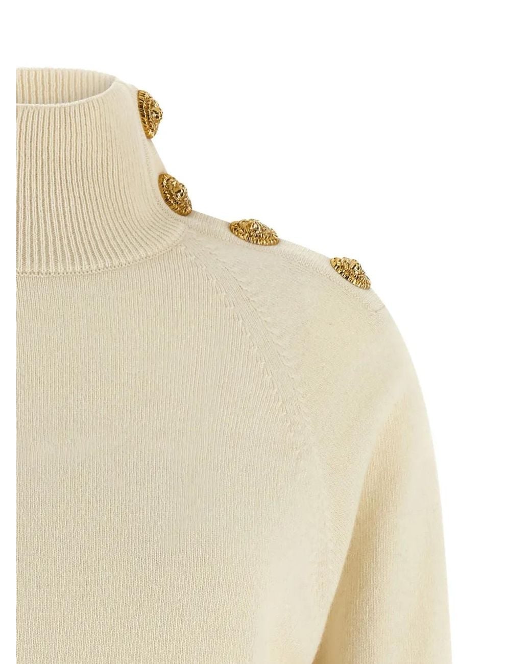 Balmain Natural Cashmere Wool Sweater Sweaters And Cardigans