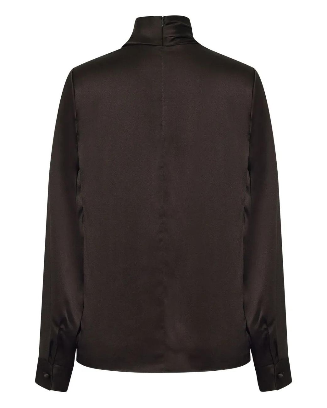 Adam Lippes Black Mizner High-Neck Charmeuse Top