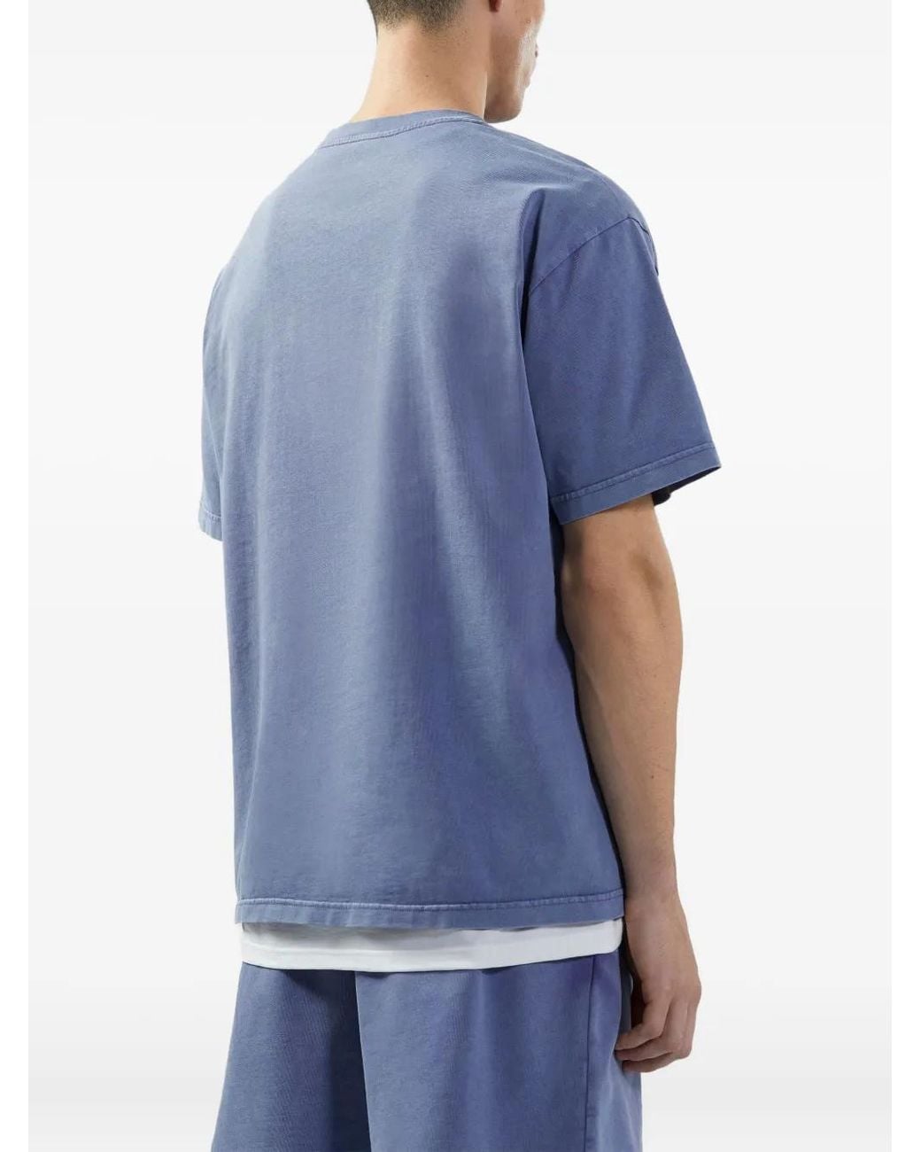 Gcds Blue Stone-Washed T-Shirt for men