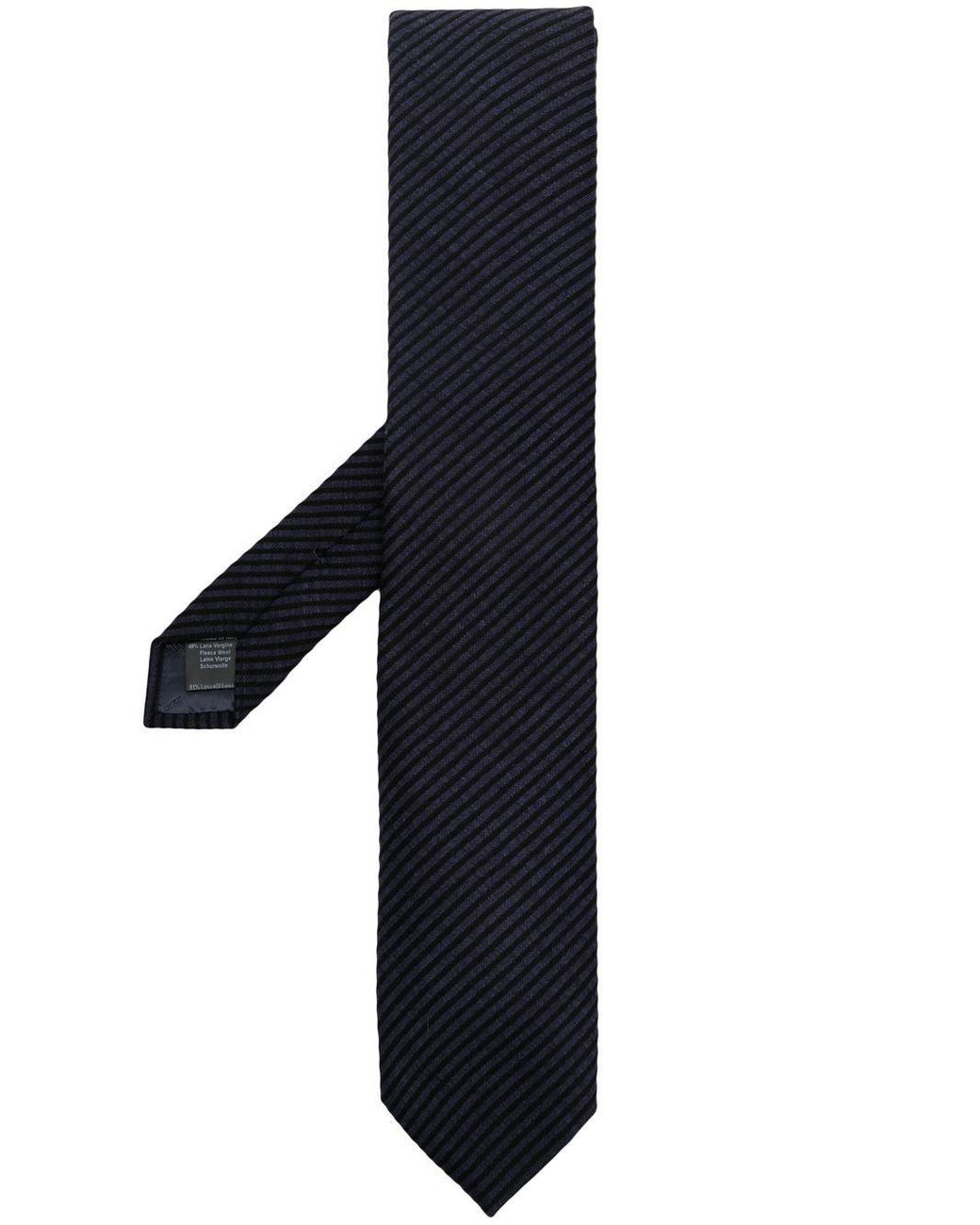 Emporio Armani Striped Pattern Tie in Black for Men | Lyst