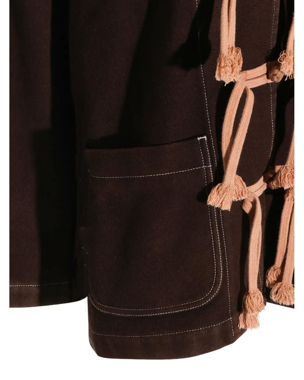 Contrast-Stitch Toggle-Fastening Jacket Uma Wang de color Brown