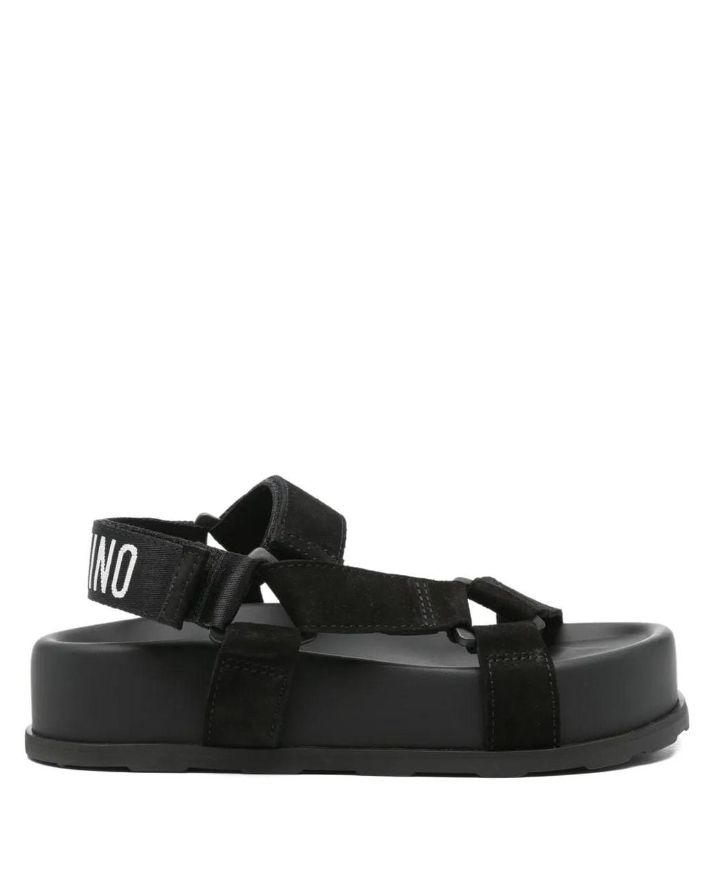 Moschino Black Flatform-Sandalen Mit Klettverschluss