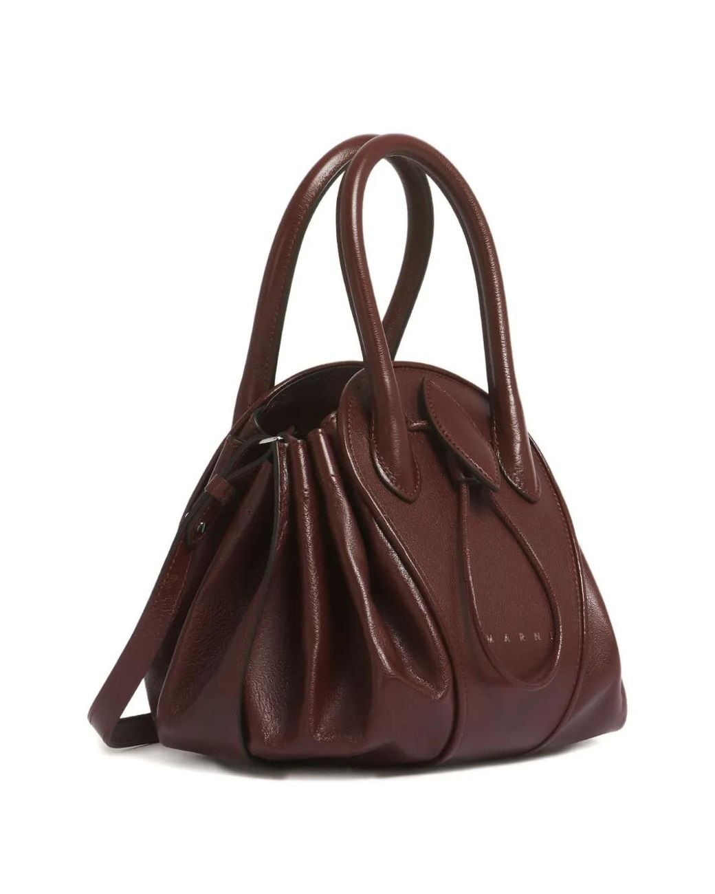 Marni Brown Leather Tulipea Small Handbag