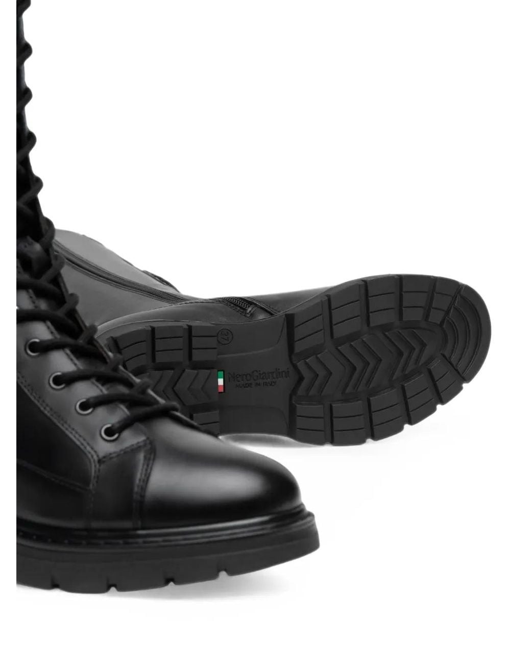 Nero Giardini Black Lace-Up Knee-High Boots