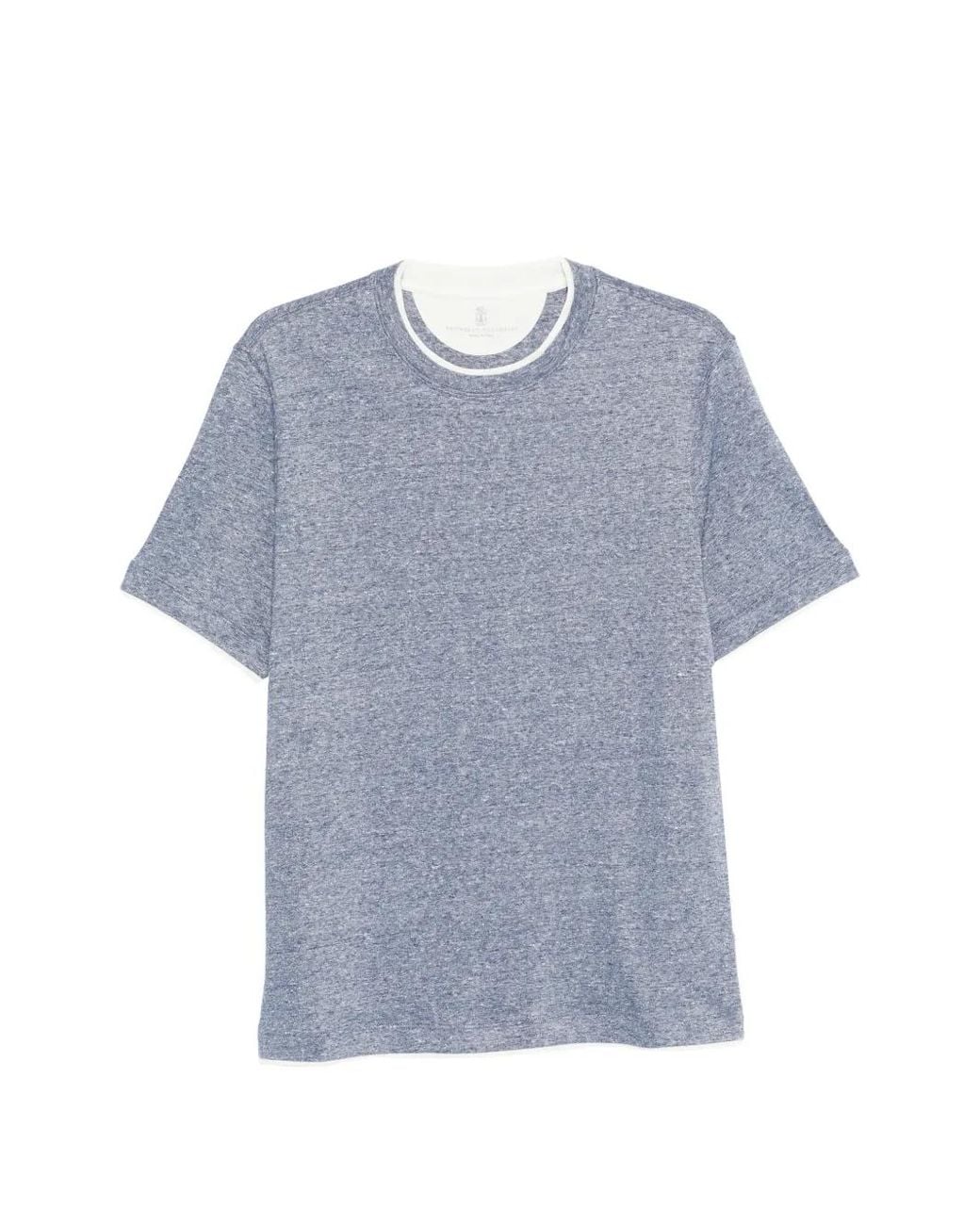 Brunello Cucinelli Blue T-Shirt À Bordures Contrastantes for men