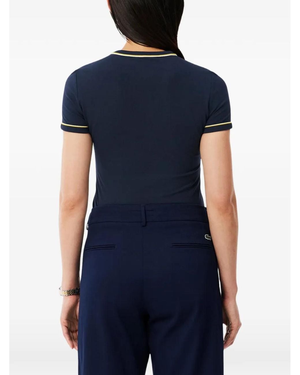 Lacoste Blue Contrast-Trim Jersey T-Shirt