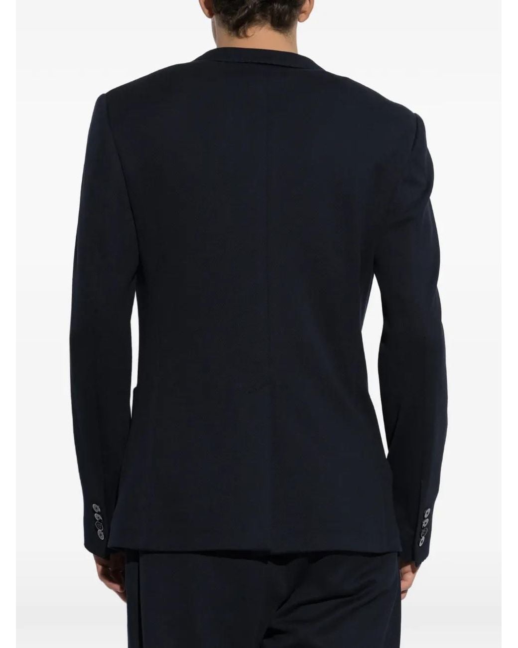 Dolce & Gabbana Blue Embroidered-Logo Single-Vent Blazer for men