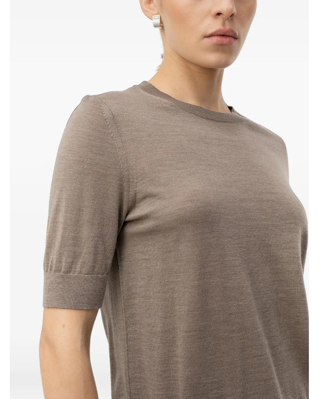 Boss Gray Slim-Fit Short-Sleeved Sweater