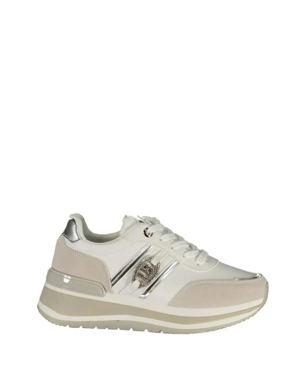 Laura Biagiotti White Logo-Plaque Panelled Sneakers
