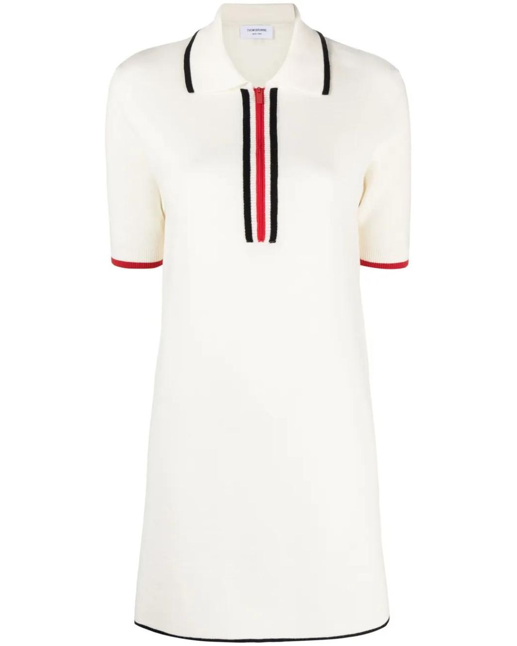 Thom Browne White Rwb-Stripe Virgin Wool Dress