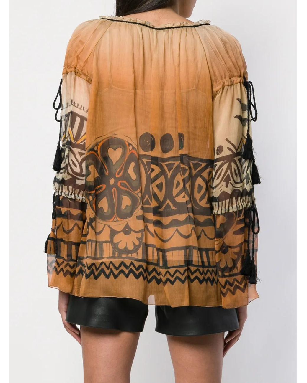 Alberta Ferretti Multicolor Sheer Patterned Blouse