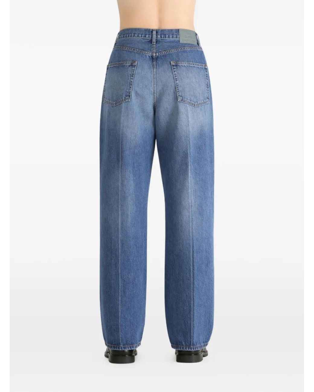 The Elder Statesman Blue Hunter Faded Pressed-Crease Jeans for men