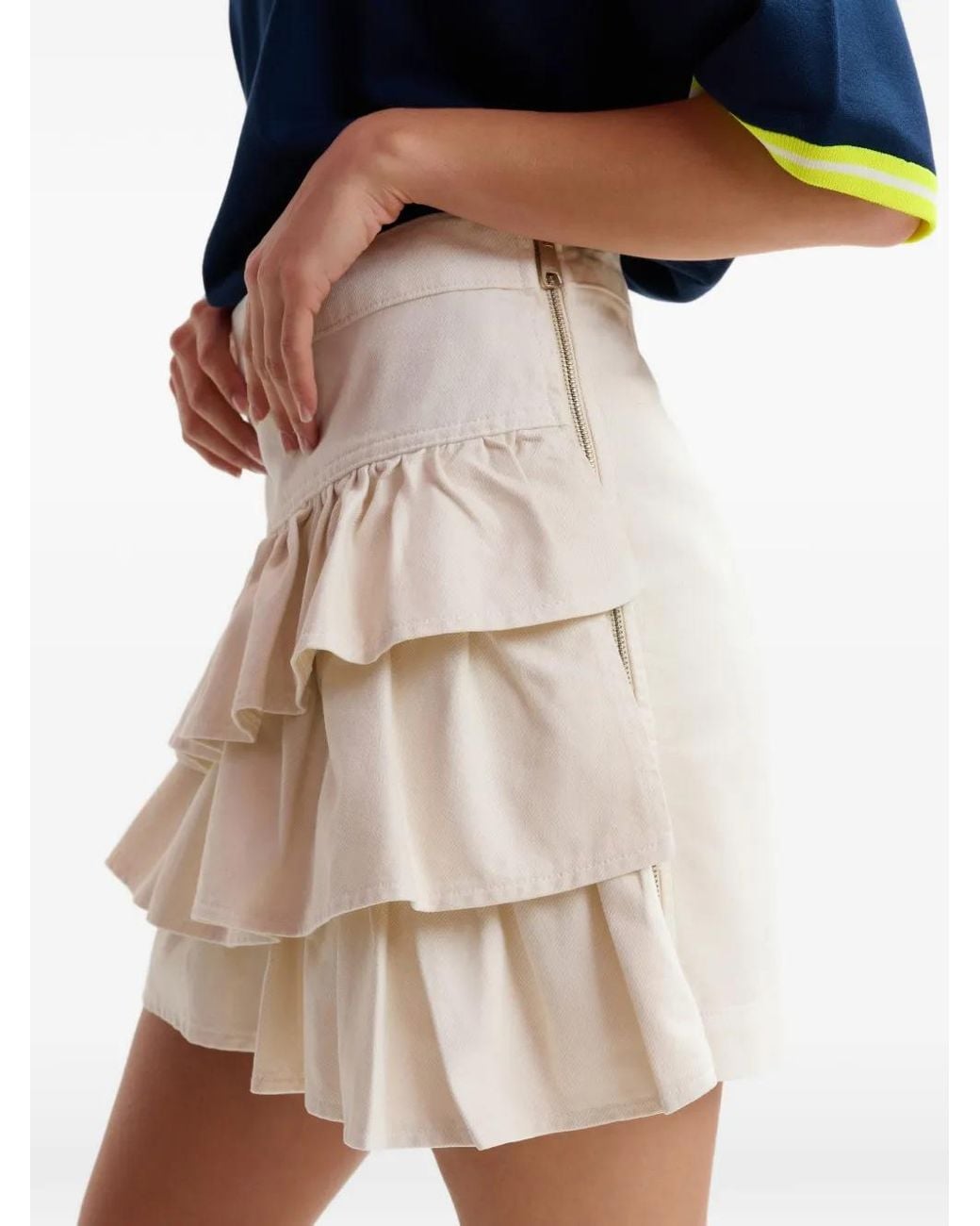 Essentiel Antwerp White Ruffled Mini Skirt