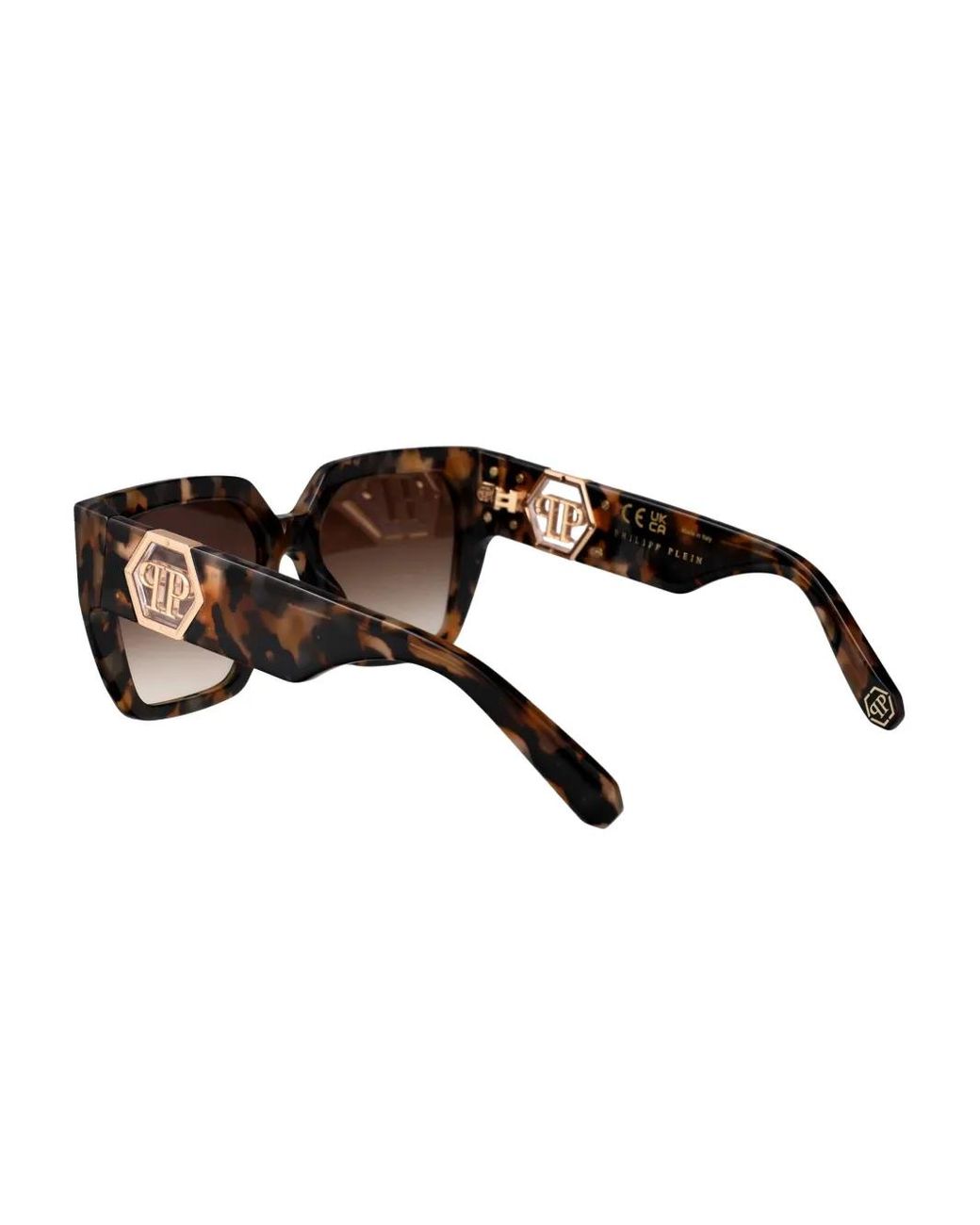 Philipp Plein Zonnebril Met Schilpadschild Design in het Brown