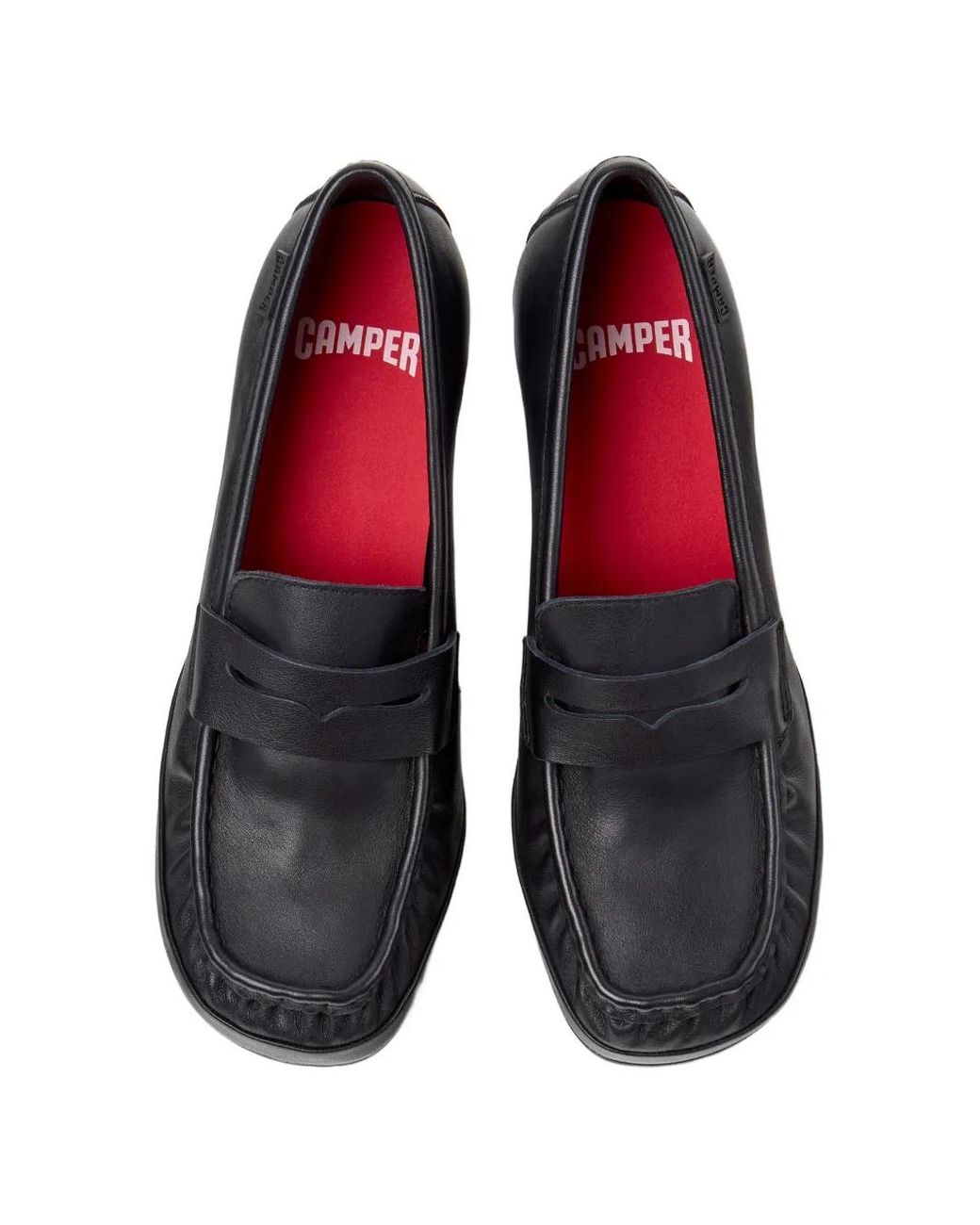 Camper Black Right Left Leather Loafers