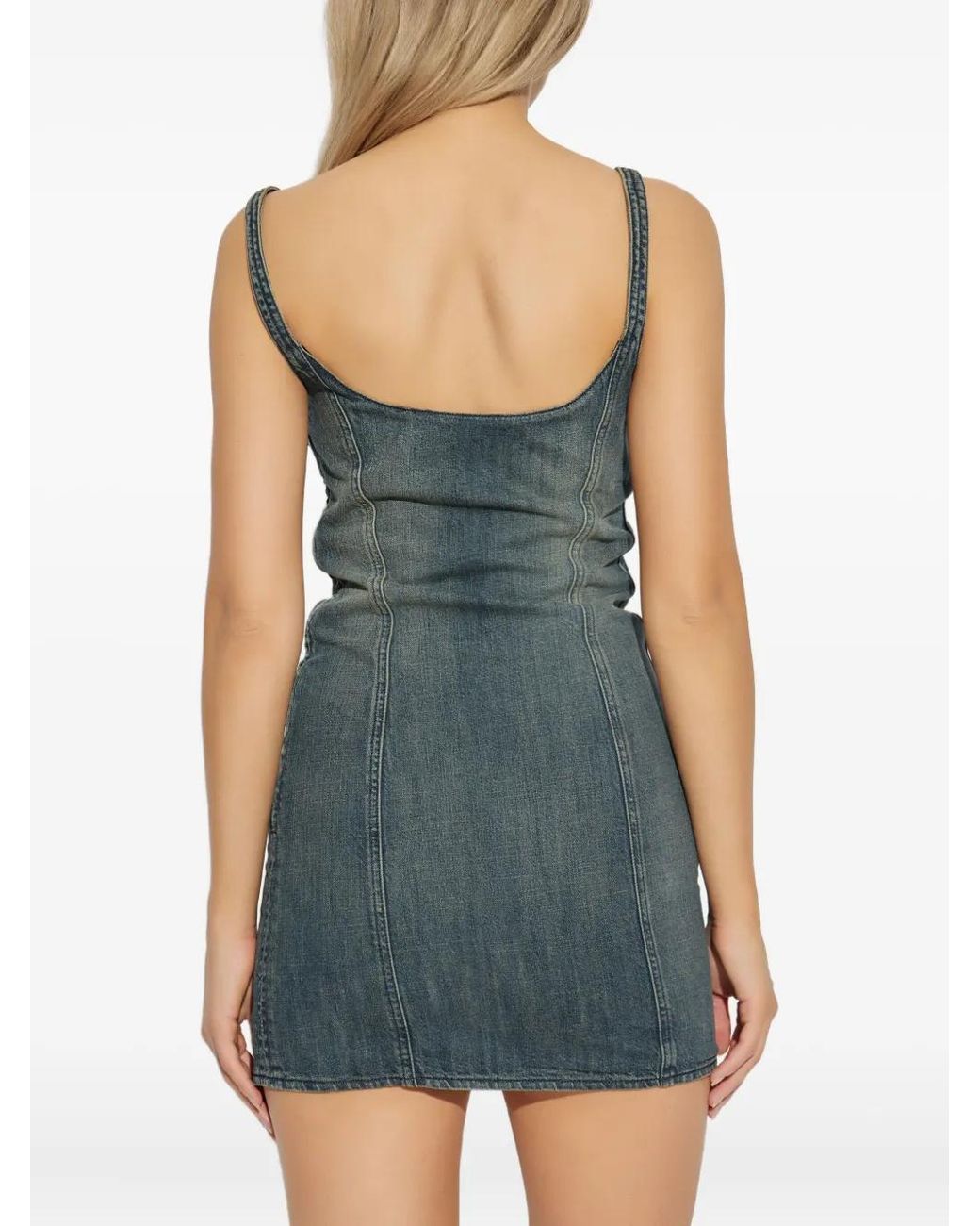 Balenciaga Green Denim Mini Dress
