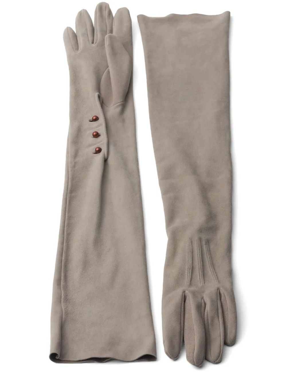 Prada Gray Long Suede Gloves