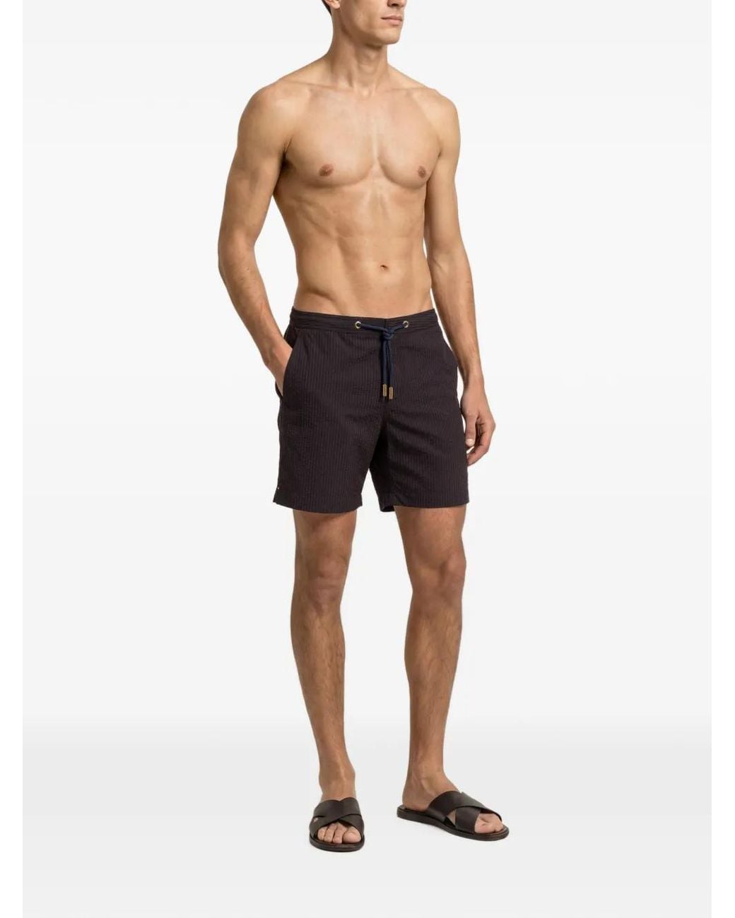 Orlebar Brown Black Bulldog Seersucker Swim Shorts for men