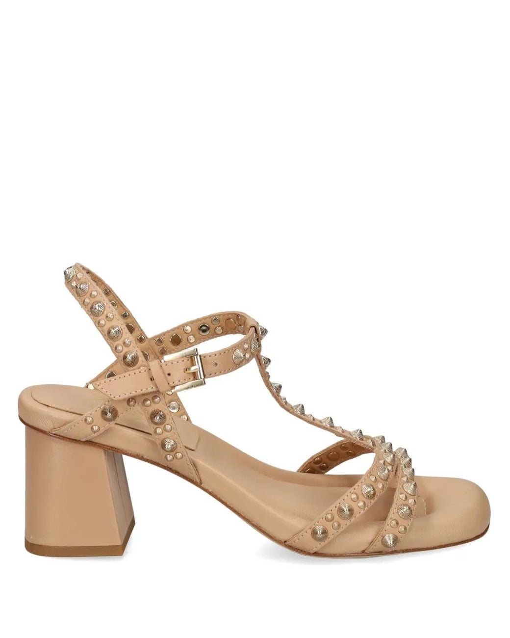 Ash Natural Janice Studded Block-Heel Sandals