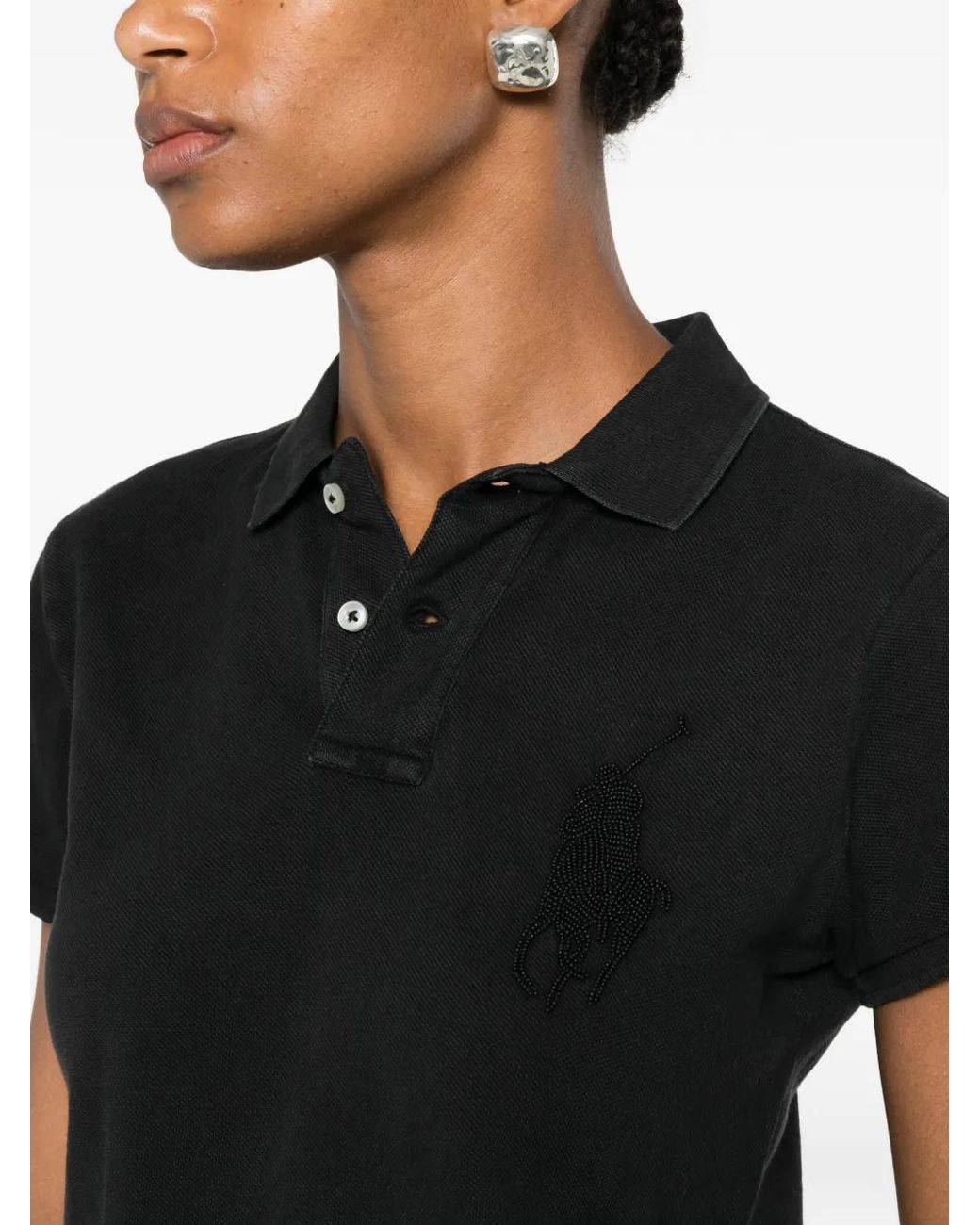 Polo Ralph Lauren Black Beaded Big Pony Polo Shirt
