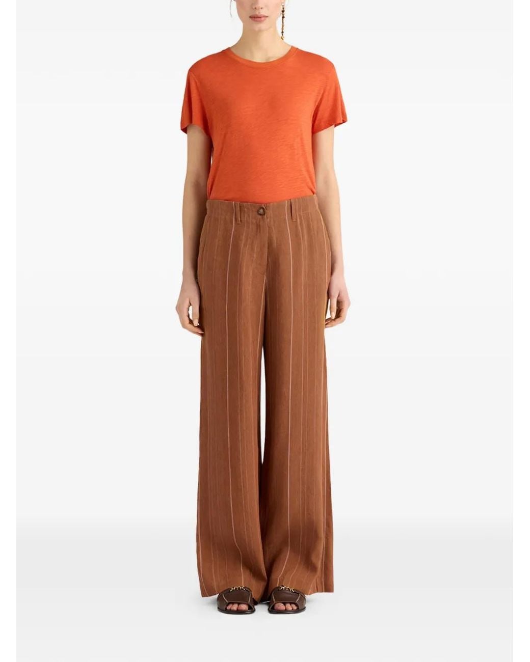 Momoní Brown Pinstripe Wide Trousers