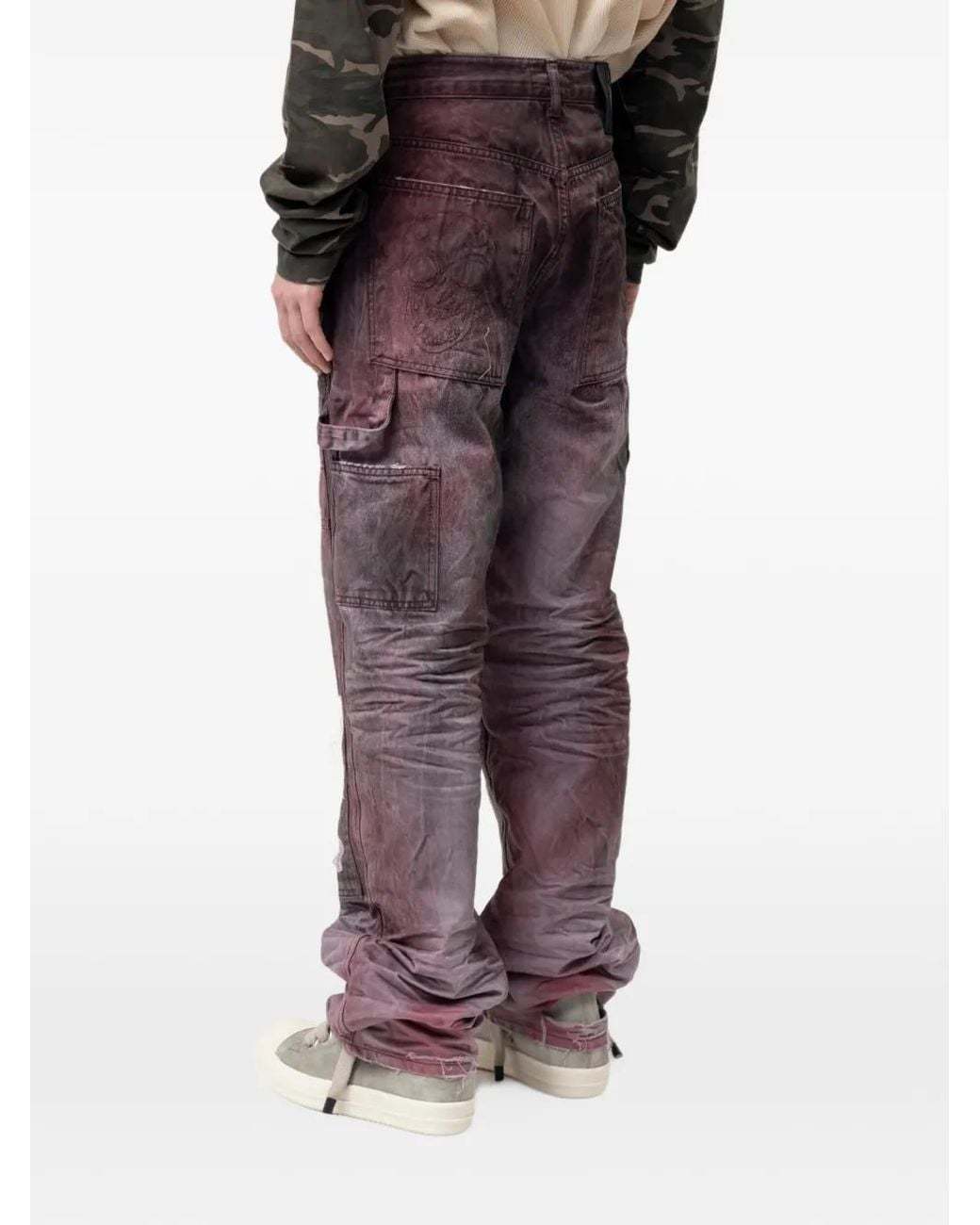 THUG CLUB Gray Two Tone Washed Distressed Jeans for men