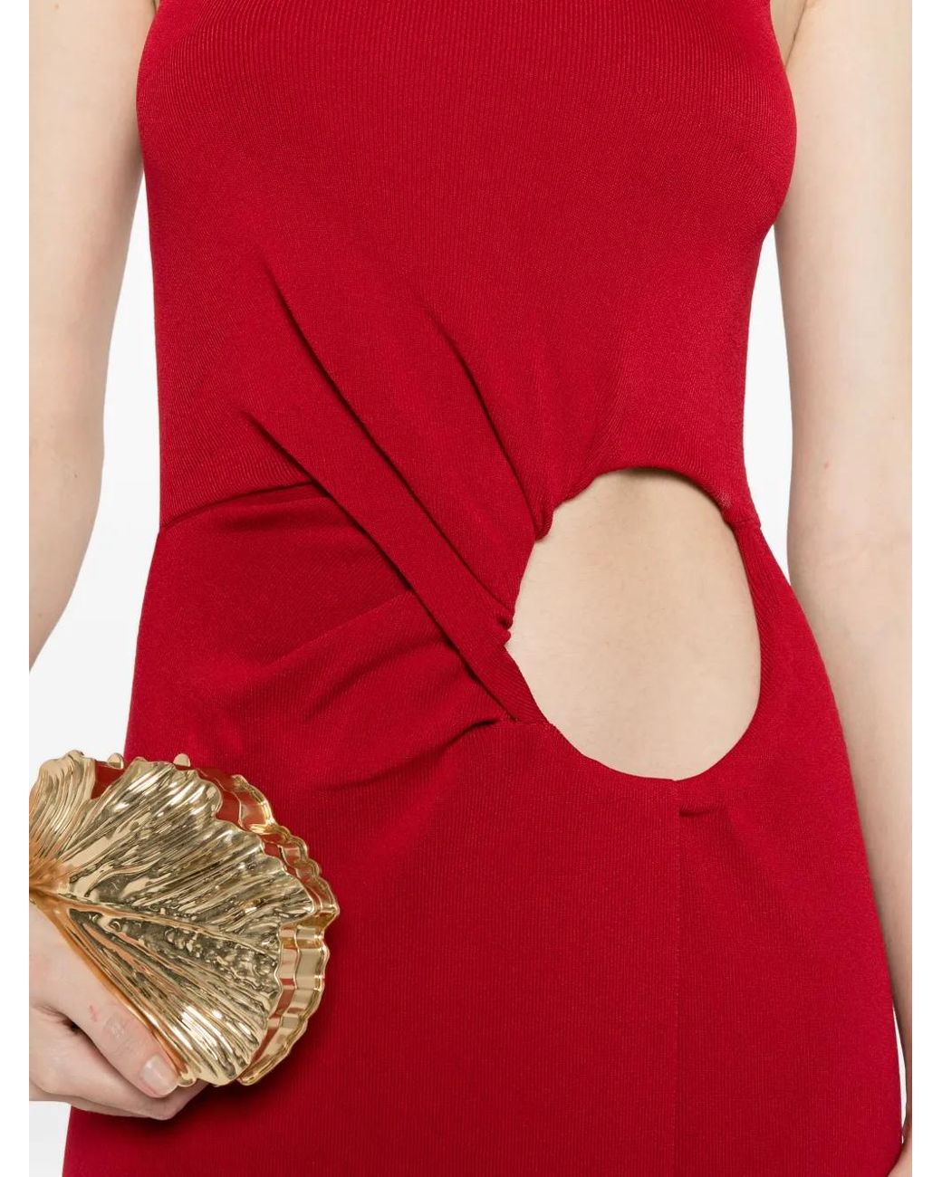 Cult Gaia Red Midi Amana Cut-Out Dress