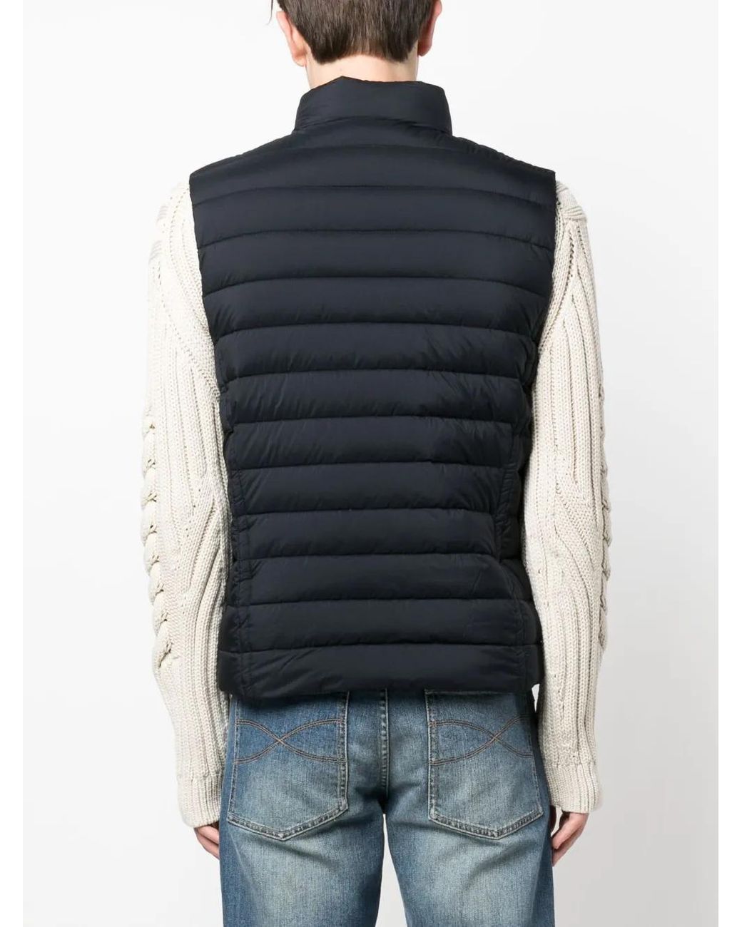 Moorer Blue Quilted Zipped Gilet for men