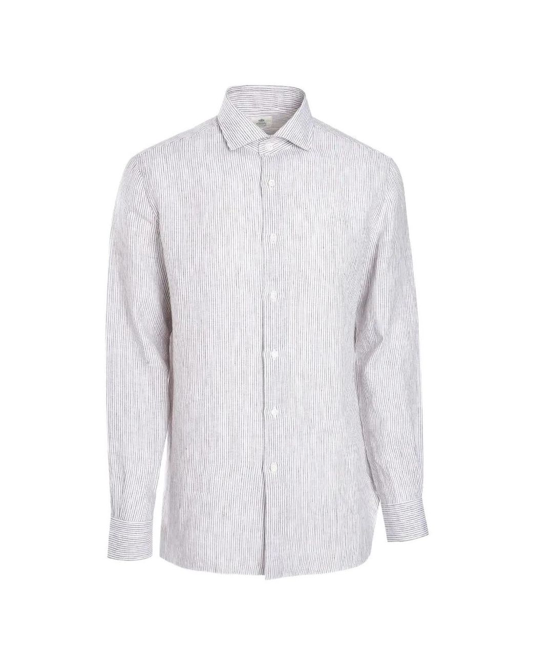 Luigi Borrelli Napoli White Striped Long-Sleeve Shirt for men