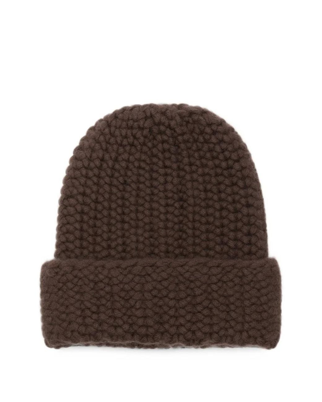 Liska Brown Arala Chunky-Knit Cashmere Beanie Hat
