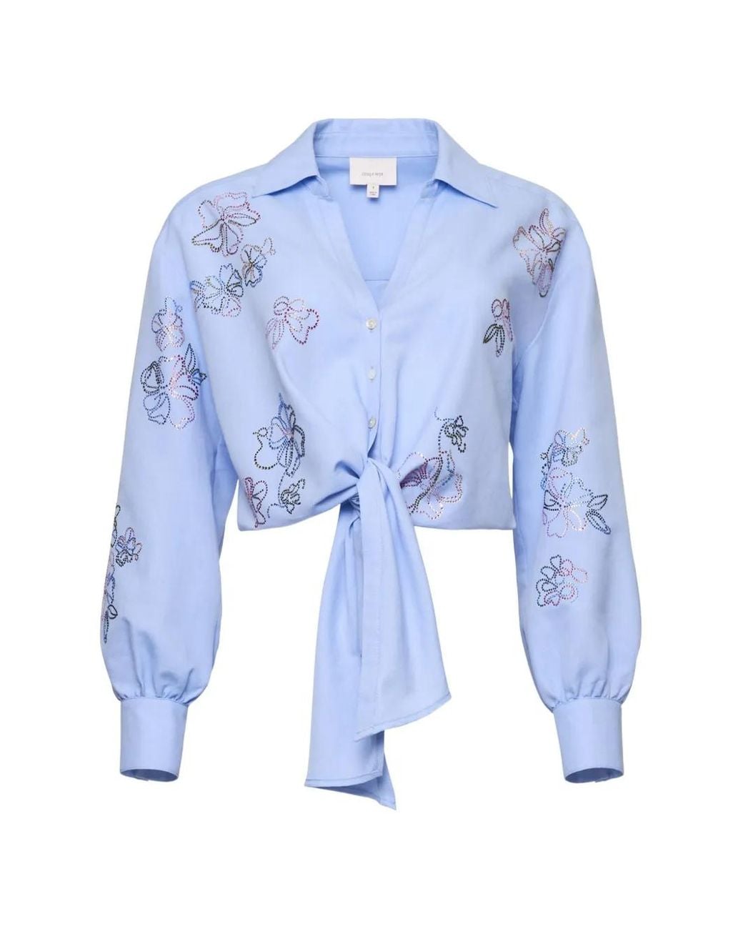 Cinq À Sept Blue Marianna Floral Tie Shirt