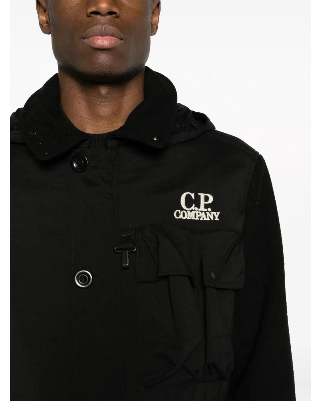 C P Company Black Google Hooded Jacket for men