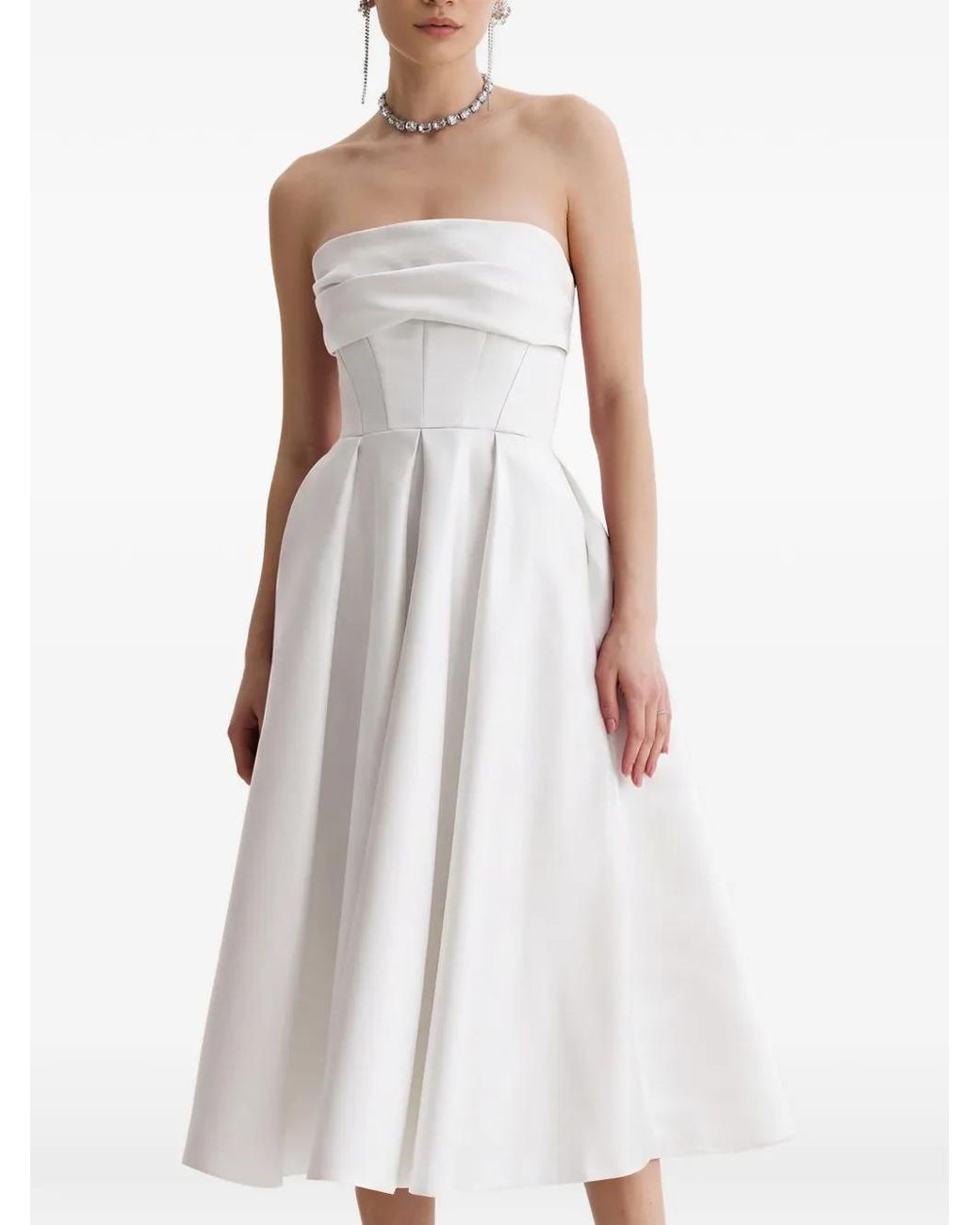 Framboise White Napea Strapless Midi Dress