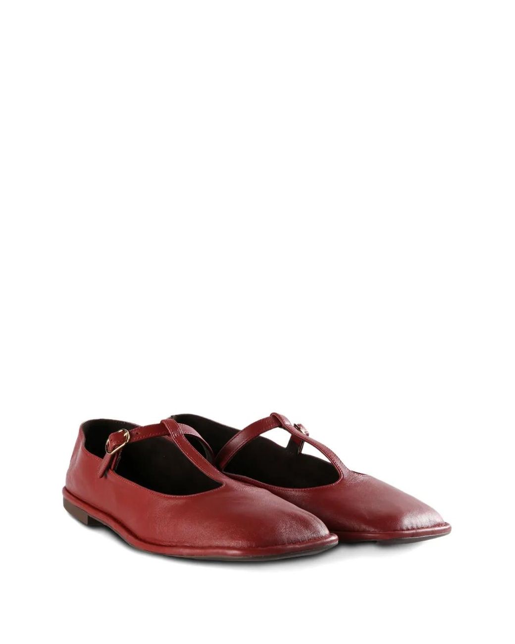 The Row Square T-Strap Flat Shoes in Red | Lyst
