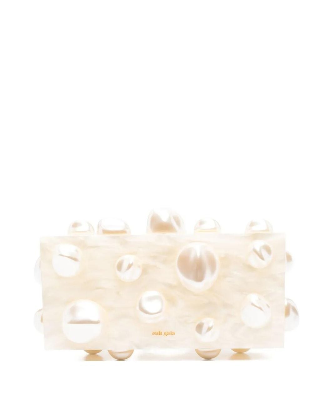 Cult Gaia Natural Orbs Pearl-Embellished Clutch