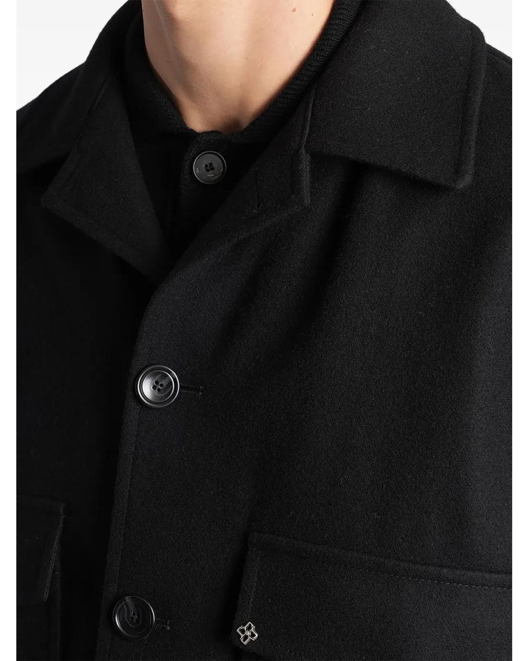 Tagliatore Black Adib Button-Up Pocket-Detail Jacket for men