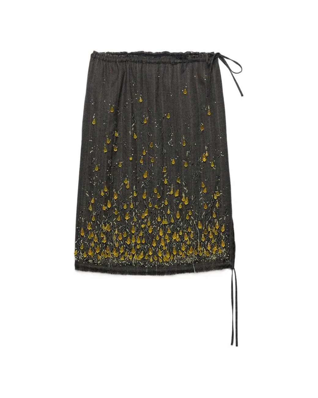Prada Green Chevron Wool Skirt With Gradient Embroidery