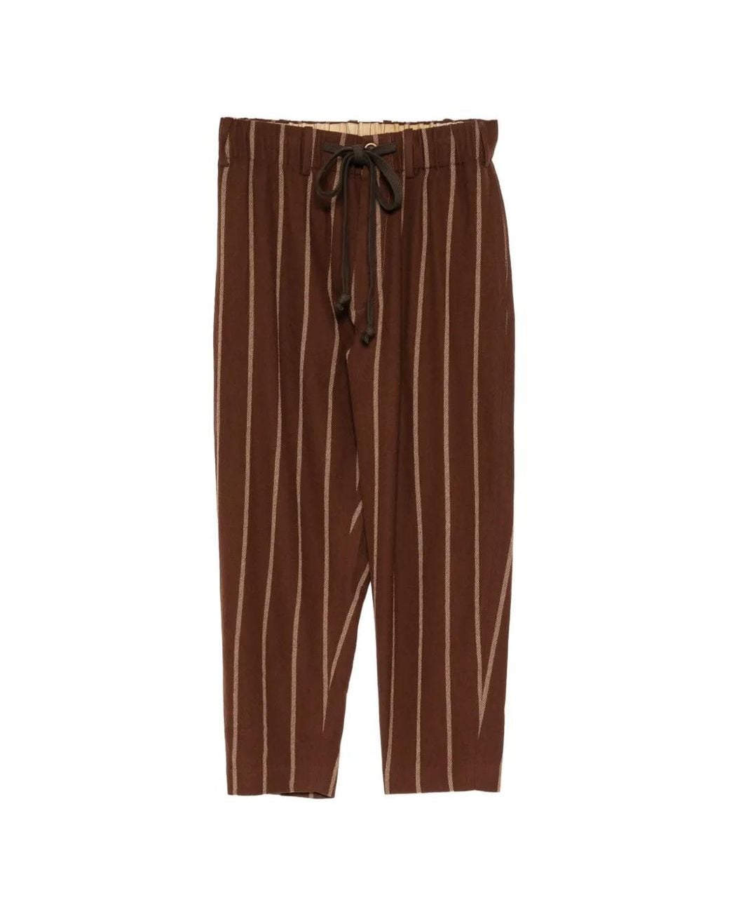 Uma Wang Brown Pantalon Rayé À Lien De Resserrage