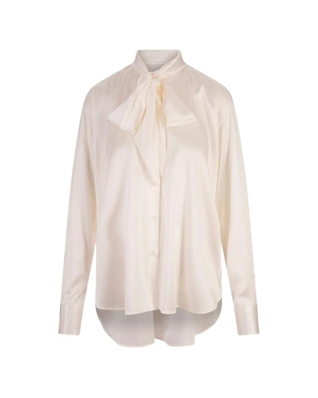 Ermanno Scervino White Neck Bow Satin Shirt